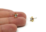 Brass Stud Earrings, 6 Crystal Rhinestone Beads Brass Stud Earrings Brass Setting for SS18 - 4.3mm SS18 N0374