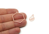 Copper Dangle Charm, Raw Copper Hexagon And Pomegranate Charms With 3 Loops, Charm Pendants, Geometric Findings (32x26x0.80mm) SMP3294