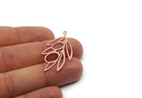 Copper Leaf Charm, 4 Raw Copper Olive Branch Charms With 1 Loop, Charm Pendants (40x21x0.80mm) SMP3043