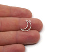 Silver Moon Charm, 24 Silver Tone Crescent Moon Charms With 1 Loop (17x5x1mm) A3768