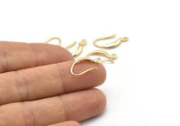Gold Ear Hooks, 10 Gold Plated Brass Earring Wires, Earring Hooks (18x9mm) BS 1816