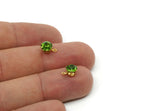 Brass Bead, 8 Raw Brass Olivine Crystal Rhinestone Prong Setting 4 Hole Slider SS29 F104