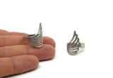Silver Wing Ring, 2 Antique Silver Plated Brass Adjustable Wing Rings N0039