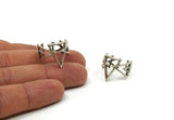 Silver Triangle Ring, 2 Antique Silver Plated Brass Adjustable Geometric Triangle Rings N0019