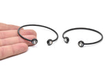 Wire Bohemian Cuff Zircon Bead Ending, 1 Oxidized Black Brass Open Wire Bracelets With CZ Zircon Bead Ending V082