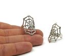 Spider Web Ring, Antique Silver Plated Brass Adjustable Spider Web Rings N0033