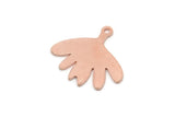 Copper Leaf Charm, 6 Raw Copper Leaf Charms With 1 Loop, Findings (18x20x0.80mm) SMP2951