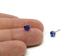 Brass Stud Earrings, 8 Sapphire Crystal Rhinestone Beads Brass Stud Earrings Brass Setting for SS24 - 5.3mm SS24 D1302