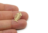 Brass Fish Charm, Raw Brass Fish Bone Charms With 1 Loop, Animal Jewelry, Findings (15/20/25x0.60mm) SMP3321