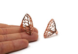 Rose Gold Leaf Ring, Rose Gold Plated Brass Adjustable Leaf Rings N0030 Q0408