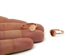 Rose Gold Adjustable Ring, 4 Rose Gold Plated Brass Adjustable Round Rings N0088 H0433