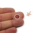 Copper Dangle Charm, Raw Copper Sun And Star Shaped Charms With 3 Loops, Findings (40x23x0.80mm) SMP3297
