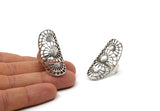 Silver Boho Ring, Antique Silver Plated Brass Adjustable Rings Mn73 Q0541