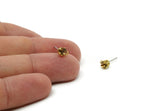 Brass Stud Earrings, 6 Golden Amber Crystal Rhinestone Beads Brass Stud Earrings Brass Setting for SS18 - 4.3mm SS18 N0279