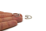 Silver Nail Ring, 2 Antique Silver Plated Brass Adjustable Nail Rings - (15mm) D0433 Q0200