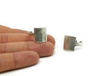 Silver Ring, Antique Silver Plated Brass Adjustable Square Rings N0095