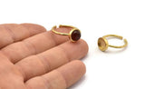 Brass Ring Settings, 4 Raw Brass Round Ring With 1 Stone Setting - Pad Size 8mm N1765