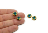 Brass Bead, 6 Raw Brass Aquamarine Crystal Diamond Rhinestones Setting for 8.3mm SS39 SY0052