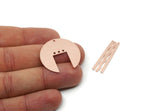 Copper Dangle Charm, Raw Copper Round Shaped Charms With 7 Holes, Geometric Findings (44x30x0.80mm) SMP3299