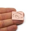 Copper Rectangle Charm, 2 Raw Copper Horse Patterned Rectangle Charms With 1 Hole, For Jewelry Making (26x30x0.80mm) SMP2988
