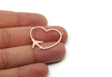 Copper Airplane Charm, Raw Copper Heart Charms With 2 Loops, Necklace Pendants, Connector Findings (23.5x30x0.80mm) SMP3308