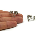 Silver Bohemian Ring, 2 Antique Silver Plated Brass Adjustable Multi Triangle Rings N0051