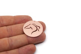 Copper Round Charm, 2 Raw Copper Horse Patterned Charms With 1 Hole, For Jewelry Making (30x0.80mm) SMP2986