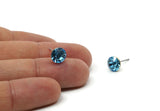 Brass Stud Earrings, 6 Aquamarine Crystal Rhinestones Beads Brass Stud Earrings Brass Setting for SS39 - 8.3mm SS39 D1275