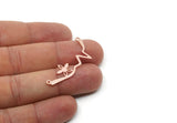 Copper Flower Charm, Raw Copper Heart Rhythm Shaped Necklace Charms With 2 Loops, Pendants, Findings (15x40x0.80mm) SMP3306