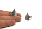 Silver Triangle Ring, 2 Antique Silver Plated Brass Adjustable Triangle Ring N0115