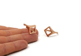 Rose Gold Rhomb Ring, Rose Gold Plated Brass Diamond Shape Adjustable Ring N0066 Q228