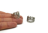 Boho Lace Ring, Antique Silver Plated Brass Adjustable Bohemian Modern Lace Rings N0146