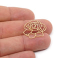Brass Flower Charm, Raw Brass Rose Flower Charms, Birth Month Flower, June Month Flower, Findings (23/27/36x0.60mm) SMP2731