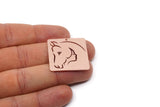 Copper Square Charm, 2 Raw Copper Horse Patterned Square Charms With 1 Hole, For Jewelry Making (30x30x0.80mm) SMP2993