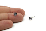 Brass Stud Earrings, 6 Levander Crystal Rhinestone Beads Brass Stud Earrings Brass Setting for SS29 - 6.3mm SS29 N0581