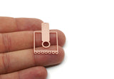 Copper Square Pendant, Raw Copper Square Dangle Charms With 1 Hole And 7 Loops, Geometric Findings (35x22x0.80mm) SMP3301