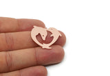 Copper Dolphin Charm, Raw Copper Heart Shaped Charms With 1 Loop, Earring Charm, Necklace Findings (25x30x0.80mm) SMP3311