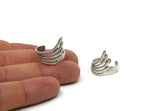 Silver Wing Ring, 2 Antique Silver Plated Brass Adjustable Wing Rings N0023