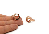 Rose Gold Hexagon Ring, Rose Gold Plated Adjustable Hexagon Rings N0062 Q229