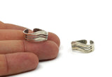 Silver Chevron Ring, 2 Antique Silver Plated Brass Adjustable Rings N0069