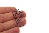 Black Triangle Charm, 8 Oxidized Black Brass Triangle Shaped Charms With 1 Loop, Findings (40x27x0.60mm) Y131
