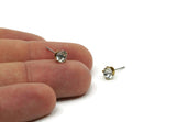 Brass Stud Earrings, 8 White Crystal Rhinestone Beads Brass Stud Earrings Brass Setting for SS24 - 5.3mm SS24 N0678