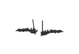 Black Leaf Earring, 10 Oxidized Black Brass Branch Shaped Stud Earrings, Findings (18x9x0.60mm) A3027 SY0209
