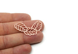 Copper Leaf Charm, Raw Copper Leaf Charms With 2 Loops, Connectors, Bracelet Connector, Necklace Findings (23x40x0.80mm) SMP3310