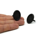 Adjustable Ring Setting, Oxidized Black Brass Adjustable Ring With 1 Oval Pad H0624