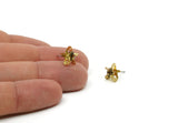 Brass Stud Earrings, 8 Golden Amber Crystal Rhinestone Beads Brass Stud Earrings Brass Setting for SS24 - 5.3mm SS24 BS 1253 Y242