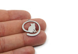 Steel Cat Charm, Stainless Steel Cat Charms With 1 Loop, Animal Jewelry, Findings (20/25/30x0.80mm) SMP3317