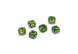 Gunmetal Bead, 8 Gunmetal Plated Brass Peridot Crystal Diamond Rhinestone Prong Setting 4 Hole Slider SS29 S213