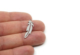 Steel Feather Charm, Stainless Steel Bird Feather Charms With 1 Loop, Pendants, Findings (20/30/40x0.80mm) SMP2500