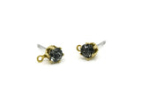 Brass Stud Earrings, 6 Black Diamond Crystal Rhinestone Beads Brass Stud Earrings Brass Setting for SS18 - 4.3mm SS18 N0279